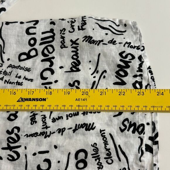 Vintage Laura Ashley Linen French White Black Convertible Sleeve Top PM - Picture 7 of 8